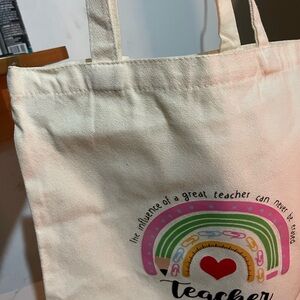 Canvas Tote Bag with Rainbow Design